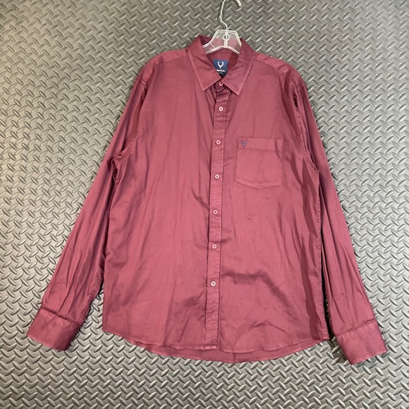 Allen Solly Button Down Shirt Long‎ Sleeve Casual Dress Shirt Burgundy Size 42 - Picture 1 of 7